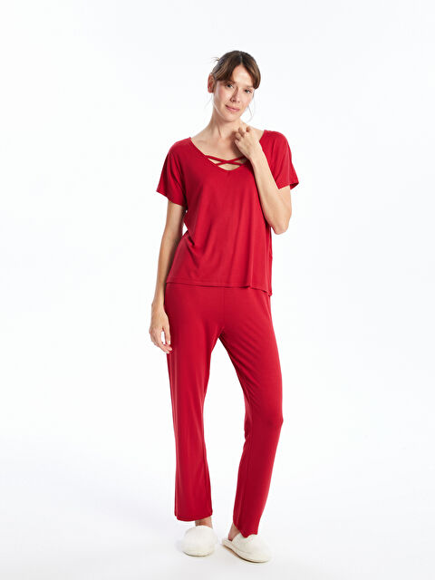 LCW DREAM V Yaka Kadın Pijama Takımı - W4BF99Z8-R3P