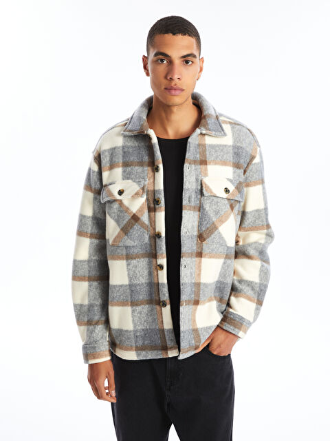 XSIDE Rahat Kalıp Uzun Kollu Ekose Erkek Oduncu Gömlek Ceket - W4BH04Z8-LKQ