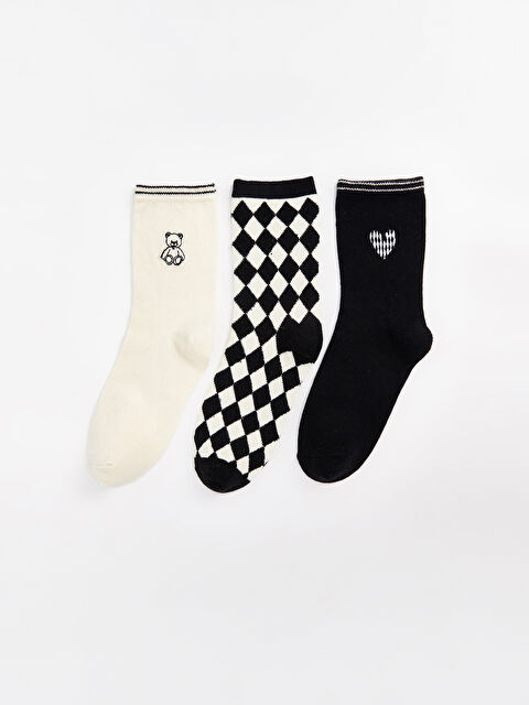 LCW DREAM Desenli Kadın Soket Çorap 3'lü - W4BI02Z8-EEW