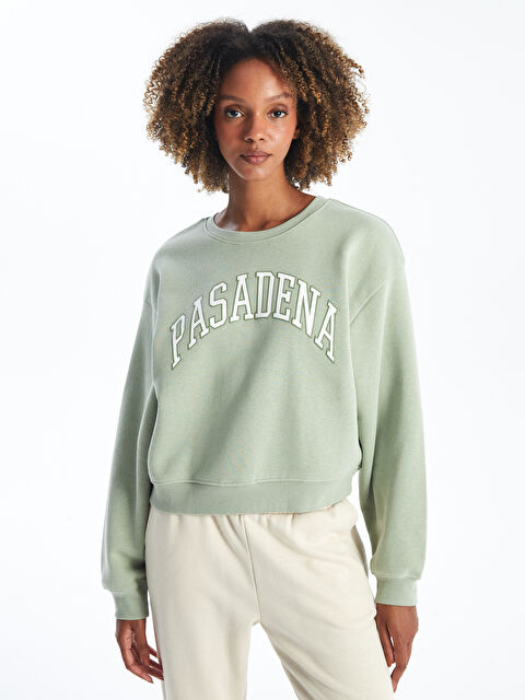 XSIDE Bisiklet Yaka Baskılı Kadın Sweatshirt - W4BI47Z8-Y0W