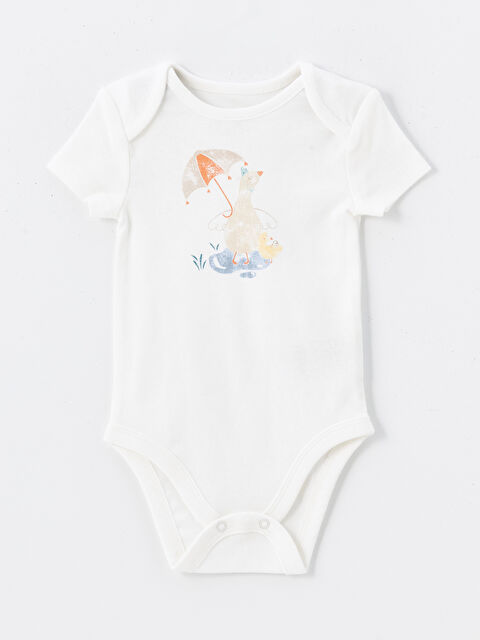 LCW baby Bisiklet Yaka Kız Bebek Çıtçıtlı Bodysuit - W4BK31Z1-FDU