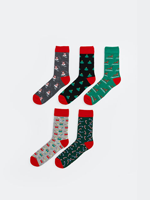 LCW ACCESSORIES Yılbaşı Temalı Erkek Soket Çorap 5'li - W4BL16Z8-K00