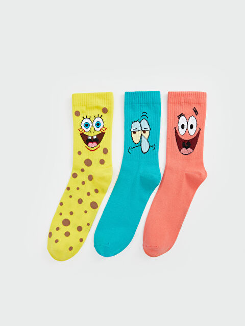 LCW ACCESSORIES Sünger Bob Baskılı Erkek Soket Çorap 3'lü - W4BL33Z8-K00