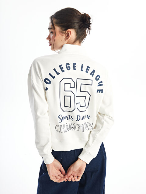 XSIDE Dik Yaka Baskılı Oversize Kadın Sweatshirt Tunik - W4BM19Z8-R9J