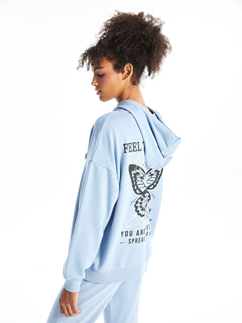 XSIDE Baskılı Uzun Kollu Oversize Kadın Hoodie - W4BM22Z8-GKM