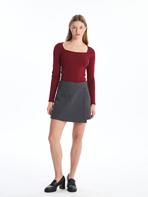 LCW Vision Kadın Beli Fermuarlı Düz Şort Etek - W4BN33Z8-JMD