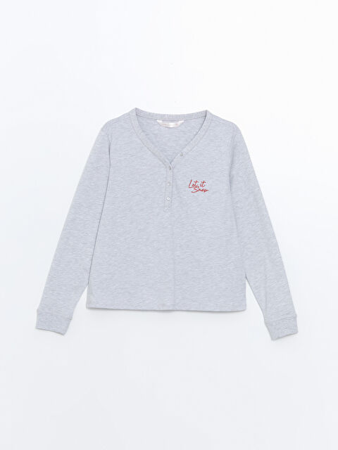 LCW DREAM V Yaka Baskılı Kadın Pijama Üstü - W4BN59Z8-CT3