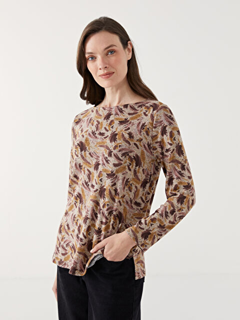 LCW Grace Bisiklet Yaka Desenli Tişört - W4BN93Z8-LQB