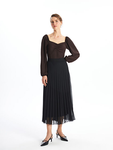 LCWAIKIKI Classic Kadın Beli Lastikli Düz Pileli Etek - W4BN95Z8-CVL