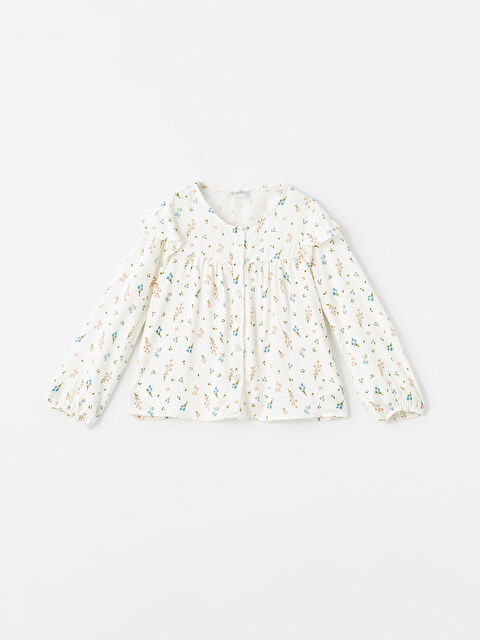 LCW Kids Bisiklet Yaka Çiçekli Uzun Kollu Kız Çocuk Bluz - W4BO14Z4-LRA