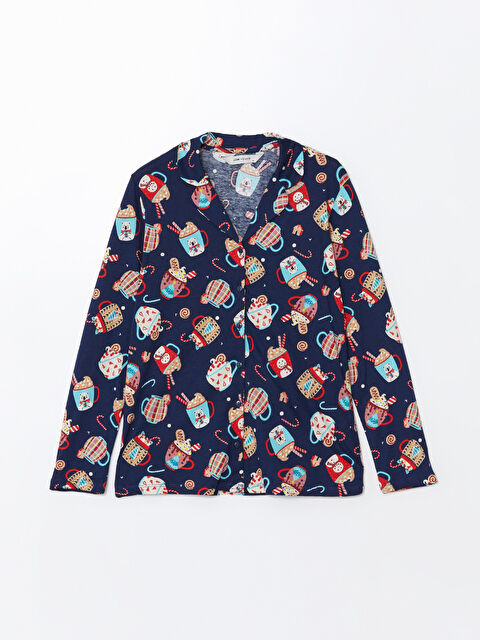 LCW Young Gömlek Yaka Desenli Kadın Pijama Üstü - W4BO32Z8-LSJ