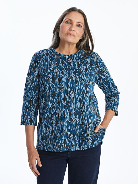 LCW Grace Bisiklet Yaka Desenli Kadın Bluz - W4BO58Z8-LSY