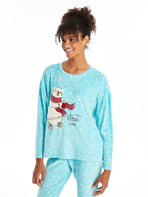 LCW Young Bisiklet Yaka Nakışlı Kadın Pijama Takımı - W4BQ29Z8-LTU