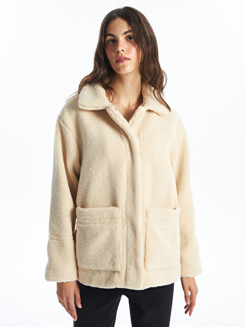 LCW Vision Gömlek Yaka Kadın Pelüş Kaban - W4BR38Z8-EEW