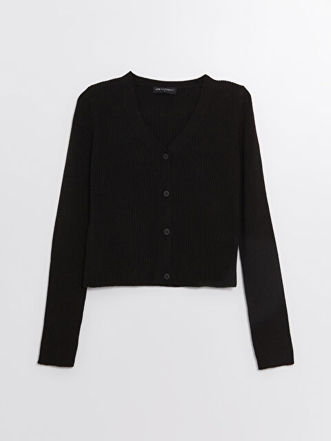 LCW Comfort V Yaka Kadın Triko Hırka - W4BU48Z8-CVL