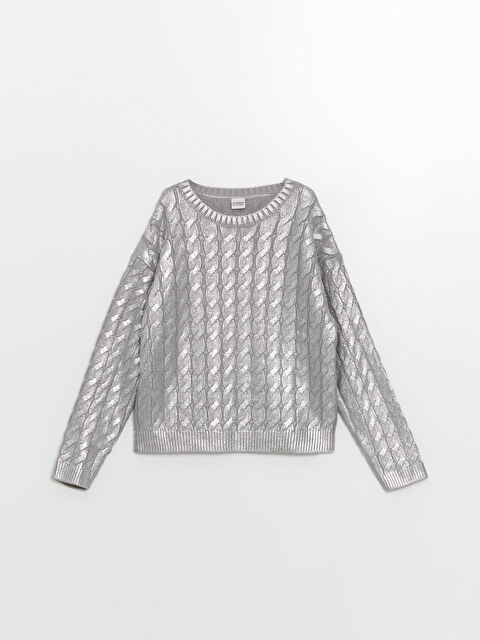 LCW Kids Bisiklet Yaka Kız Çocuk Triko Kazak - W4BV14Z4-998