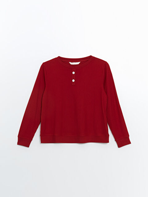 LCW DREAM Bisiklet Yaka Dokulu Kadın Pijama Üstü - W4BV35Z8-R3T