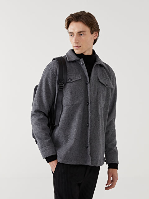 LCW Vision Regular Fit Uzun Kollu Erkek Gömlek Ceket - W4BV55Z8-VYN