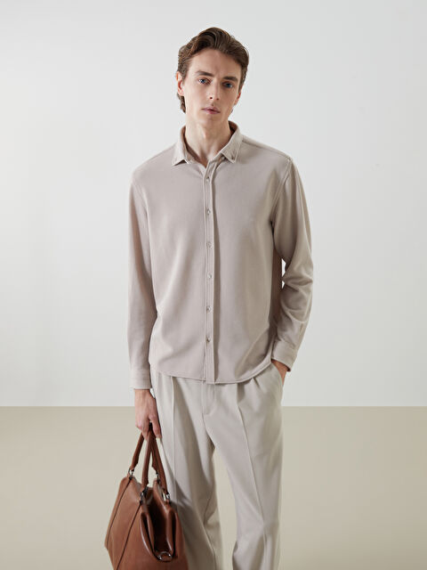 LCW Vision Slim Fit Long Sleeve Men's Shirt - W4BV59Z8-SFF