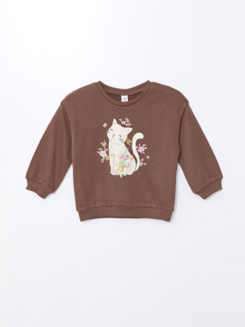 LCW Kids Bisiklet Yaka Baskılı Kalın Kız Çocuk Sweatshirt - W4BY47Z1-HFT