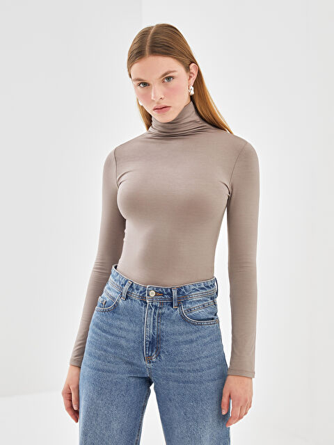 LCW Vision Dik Yaka Kadın Body - W4CB69Z8-GY7