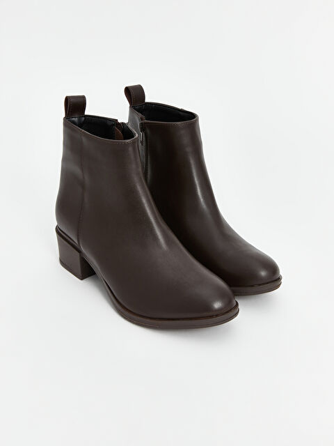 LCW STEPS Deri Görünümlü Kadın Topuklu Bot - W4CC42Z8-CZR