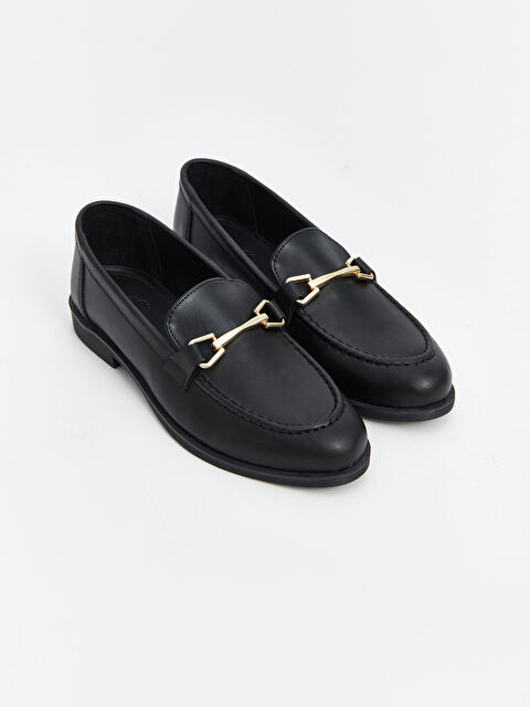 LCW STEPS Deri Görünümlü Metal Aplikeli Kadın Loafer Ayakkabı - W4CC59Z8-HUC