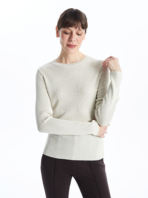 LCWAIKIKI Classic Bisiklet Yaka Parlak Görünümlü Kadın Triko Kazak - W4CC62Z8-SLR