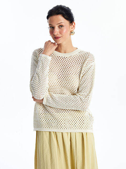 LCWAIKIKI Classic Bisiklet Yaka Ajurlu Uzun Kollu Kadın Triko Kazak - W4CC68Z8-R9J