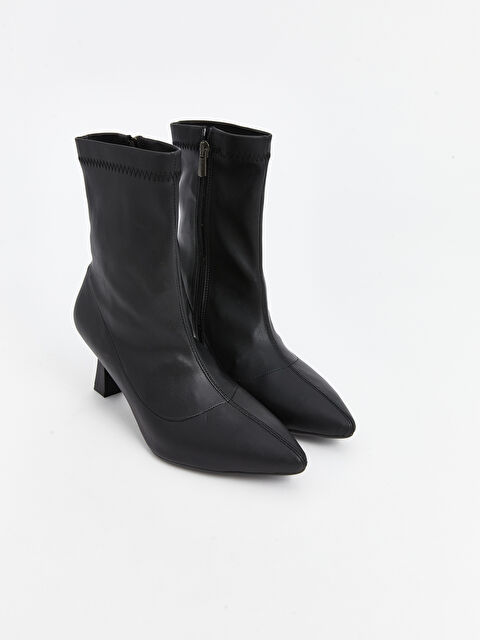 LCW STEPS Deri Görünümlü Kadın Topuklu Bot - W4CC71Z8-HUC