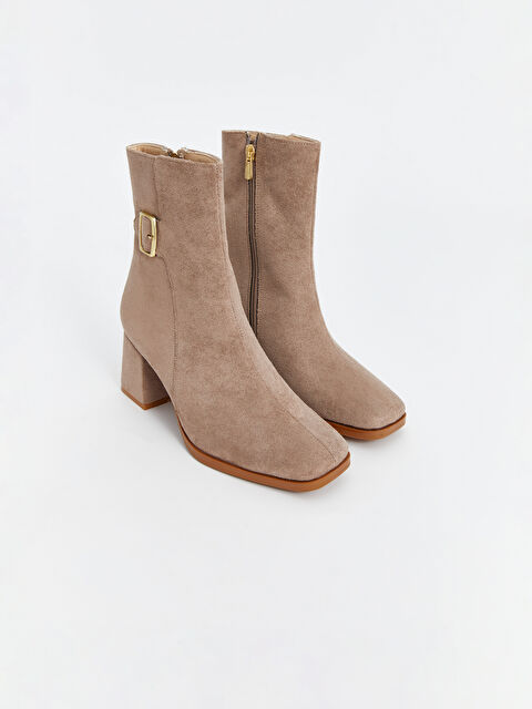 LCW STEPS Süet Görünümlü Kadın Bilek Boy Topuklu Bot - W4CC72Z8-ELJ