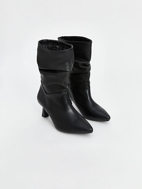 LCW STEPS Topuklu Deri Görünümlü Kadın Bilek Boy Çizme - W4CC90Z8-HUC