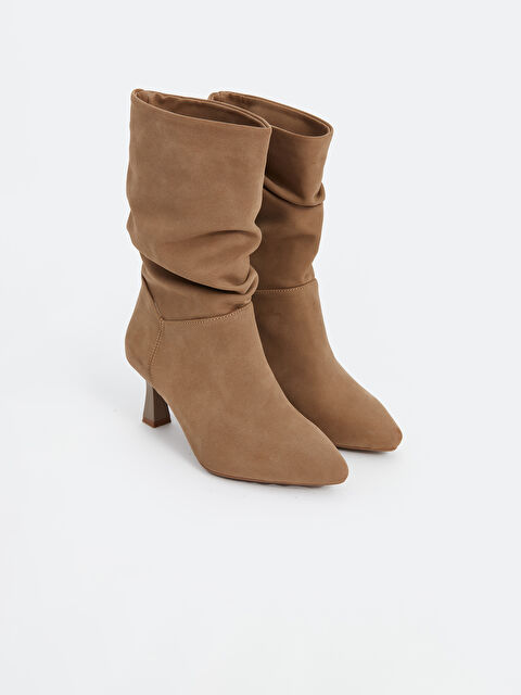 LCW STEPS Topuklu Deri Görünümlü Kadın Bilek Boy Çizme - W4CC90Z8-VES