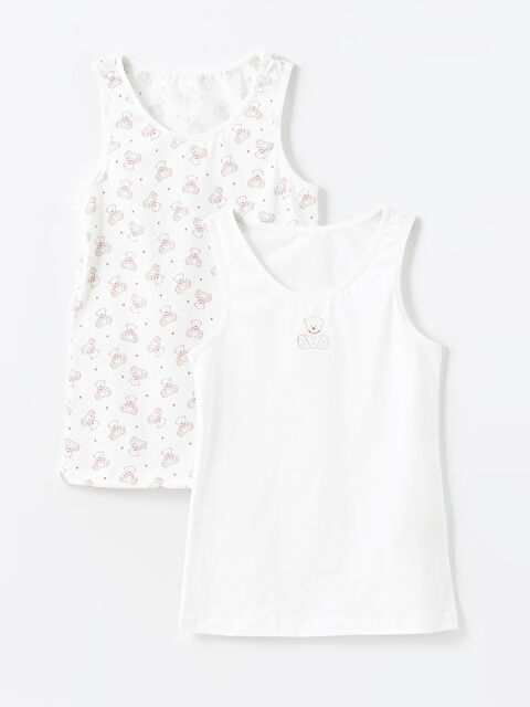 LCW Kids Bisiklet Yaka Kız Çocuk Atlet 2'li - W4CG88Z4-FDU