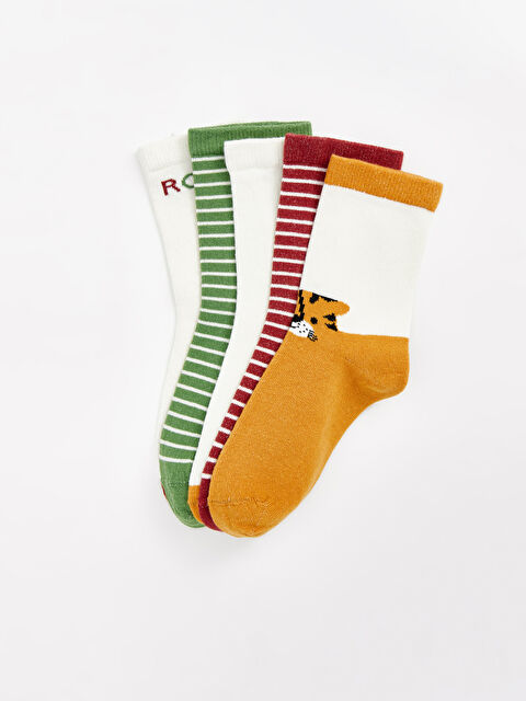 LCW Kids Printed Boys' Ankle Socks 5 Pack - W4CI49Z1-DAE