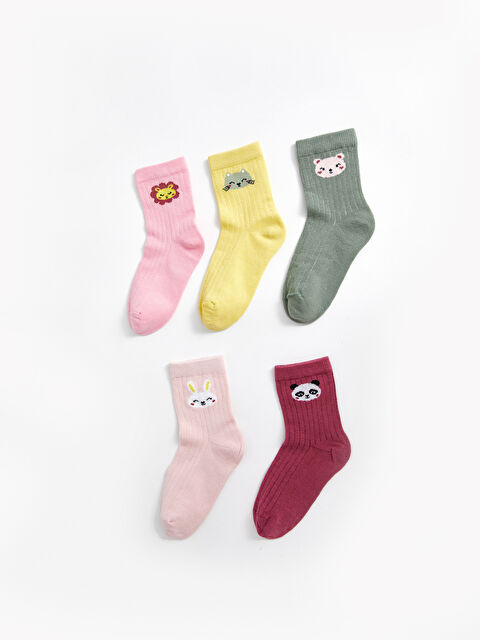 LCW baby Printed Girls' Ankle Socks 5 Pack - W4CI51Z1-JM1