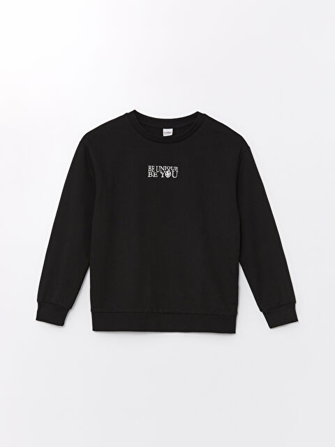 LCW Kids Bisiklet Yaka Nakışlı Uzun Kollu Kız Çocuk Sweatshirt - W4CJ77Z4-CVL