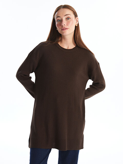 LCWAIKIKI Classic Bisiklet Yaka Düz Uzun Kollu Kadın Triko Tunik - W4CK35Z8-JTW