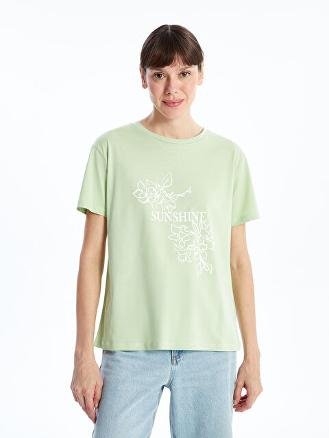 LCWAIKIKI Classic Crew Neck Printed Short Sleeve Women's T-Shirt - W4CM37Z8-G3Q