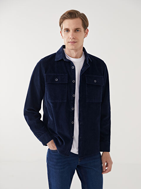 LCWAIKIKI Classic Rahat Kalıp Uzun Kollu Kadife Erkek Gömlek - W4CN41Z8-CRP