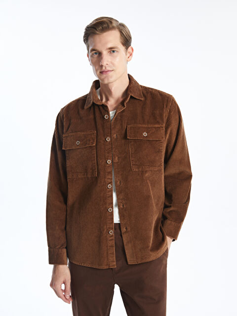 LCWAIKIKI Classic Rahat Kalıp Uzun Kollu Kadife Erkek Gömlek - W4CN41Z8-RSE