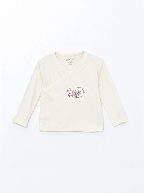 LCW baby V Yaka Çiçekli Kız Bebek Tişört - W4CP74Z1-FDL