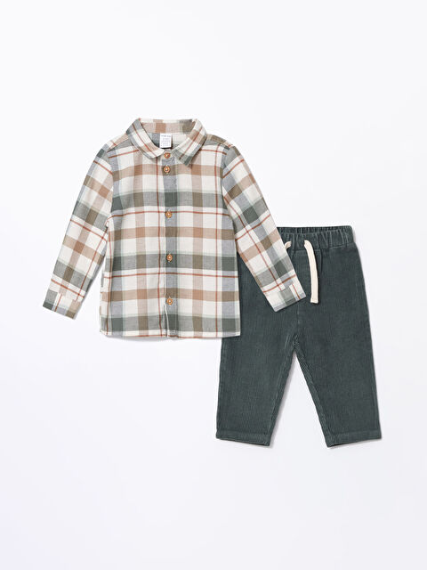 LCW baby Uzun Kollu Erkek Bebek Ekose Gömlek ve Pantolon 2'li Takım - W4CQ40Z1-LLY