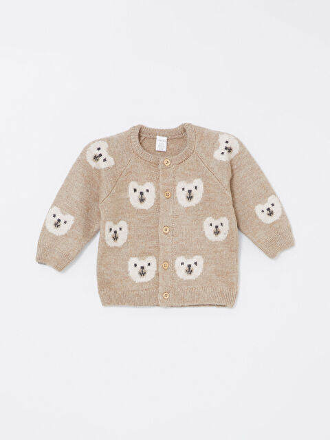 LCW baby Crew Neck Embroidered Baby Boys' Cardigan - W4CQ64Z1-D3Y