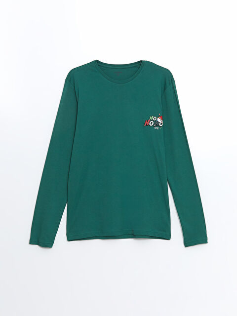 LC WAIKIKI Bisiklet Yaka Uzun Kollu Yılbaşı Temalı Erkek Pijama Üst - W4CQ96Z8-HKE