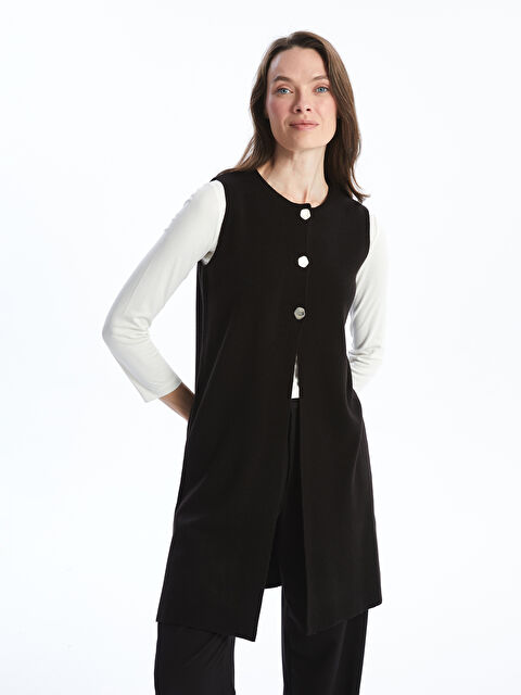 LCW Grace Kadın Bisiklet Yaka Düz Triko Yelek - W4CR49Z8-CVL