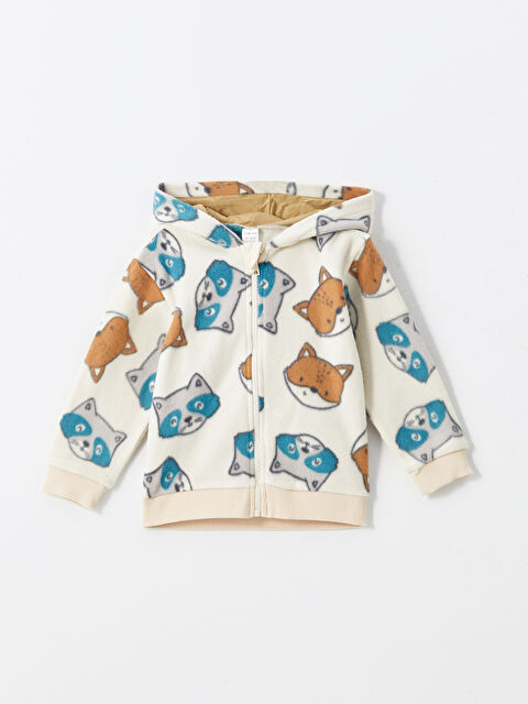 LCW baby Kapüşonlu Baskılı Erkek Bebek Hırka - W4CS28Z1-LQB