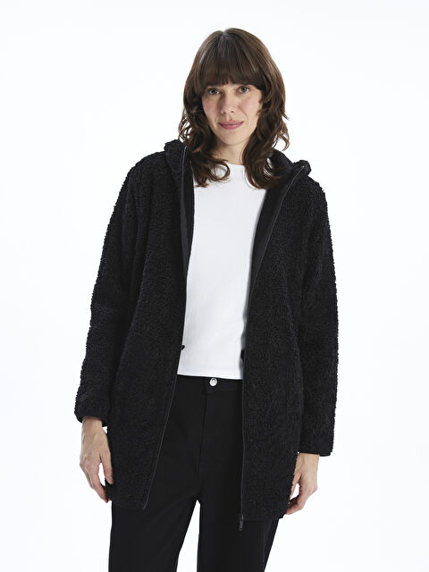 LCWAIKIKI Basic Kapüşonlu Pelüş Kadın Hırka - W4CS30Z8-CVL