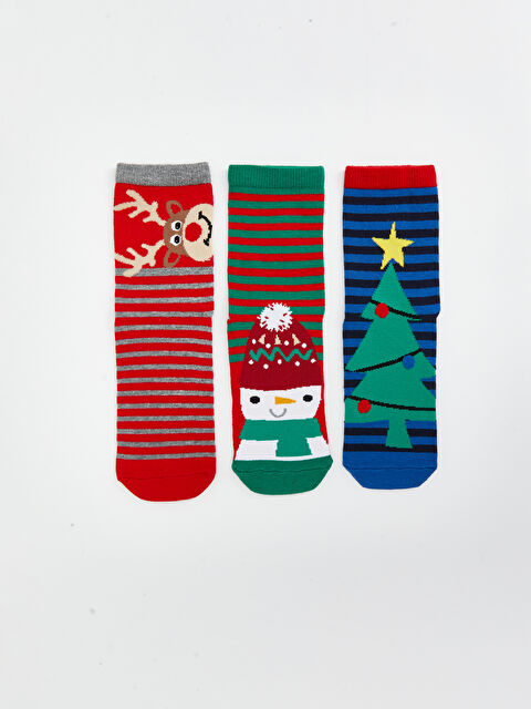 LCW Kids Yılbaşı Temalı Erkek Çocuk Soket Çorap 3'lü - W4CT90Z4-K00