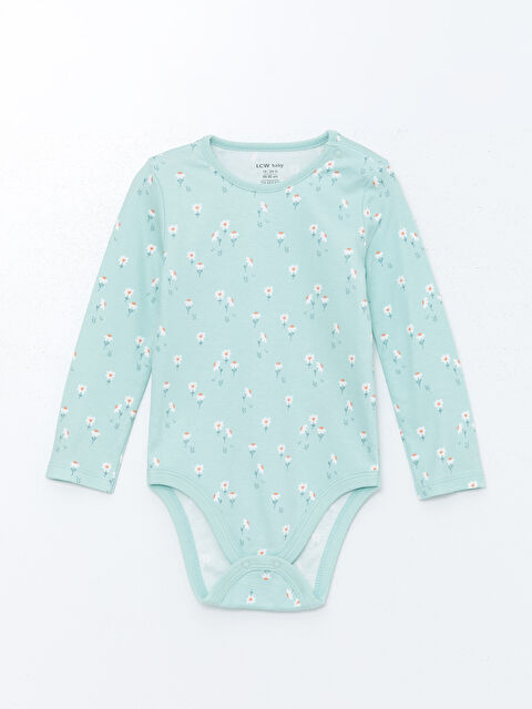 LCW baby Bisiklet Yaka Çiçekli Kız Bebek Çıtçıtlı Bodysuit - W4CT95Z1-LTY